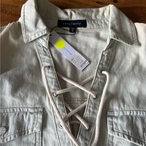 Sanctuary Mint Lace-Up Blouse